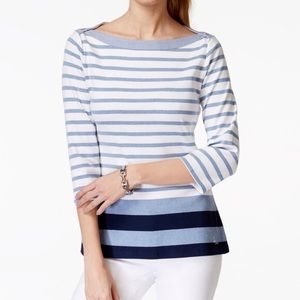 Blue and White Striped Long sleeve shirt